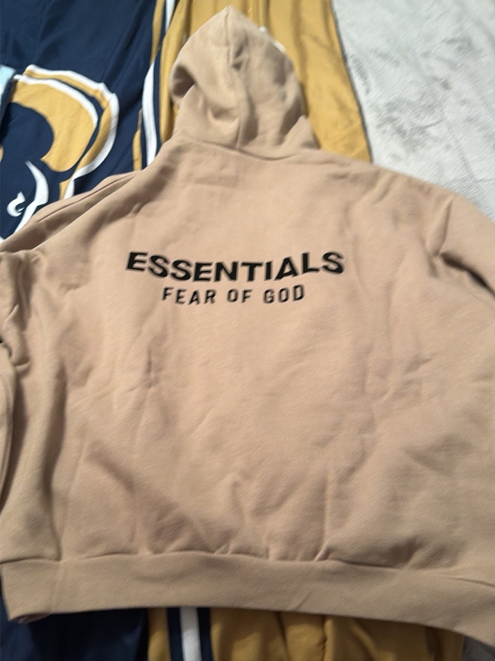 Fear of God ESSENTIALS Crewneck Sweatshirt in Beige with Black Logo